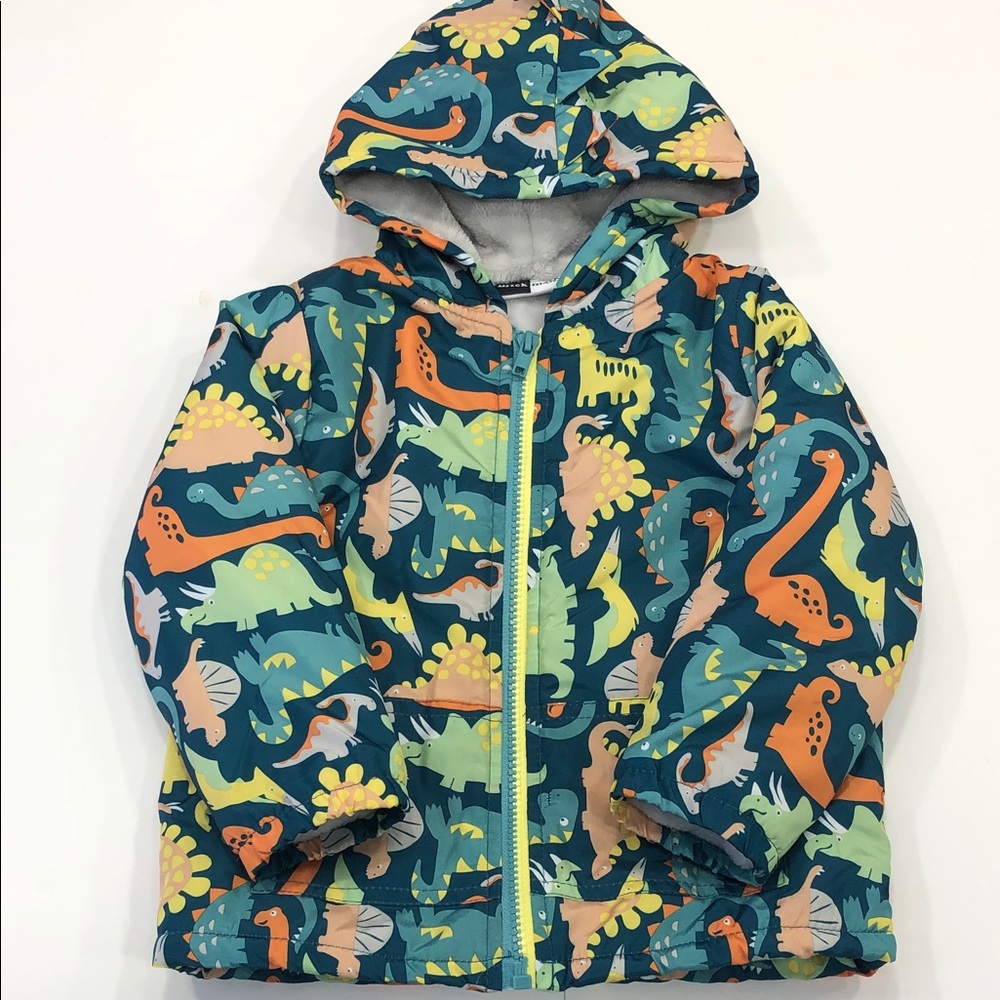 MickMack Boys Dinosaur Fleece-Lined Hoodie Jacket – Size 3T – Teal